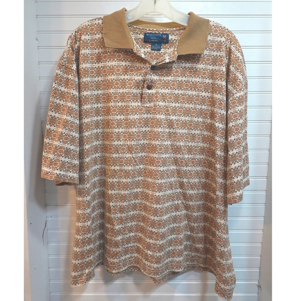 Vintage Windsor Shirt Company Golf‎ Polo Size XL Boxy fit Geometric Pre-loved